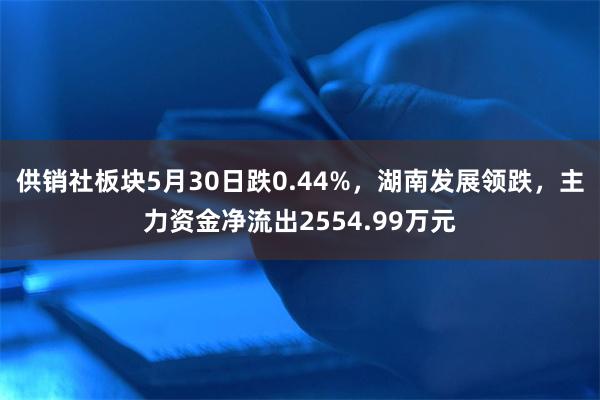 供销社板块5月30日跌0.44%，湖南发展领跌，主力资金净流出2554.99万元