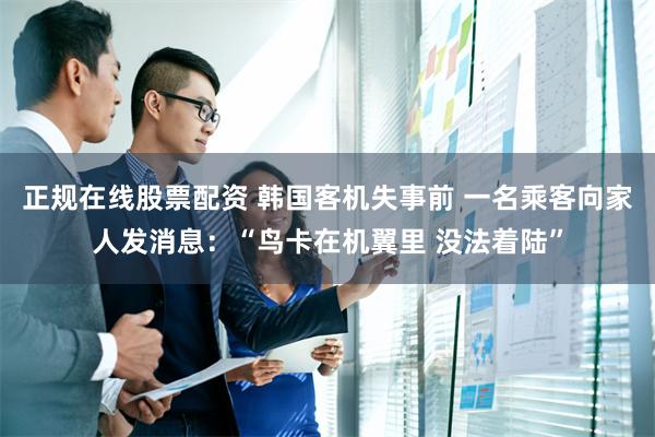 正规在线股票配资 韩国客机失事前 一名乘客向家人发消息：“鸟卡在机翼里 没法着陆”
